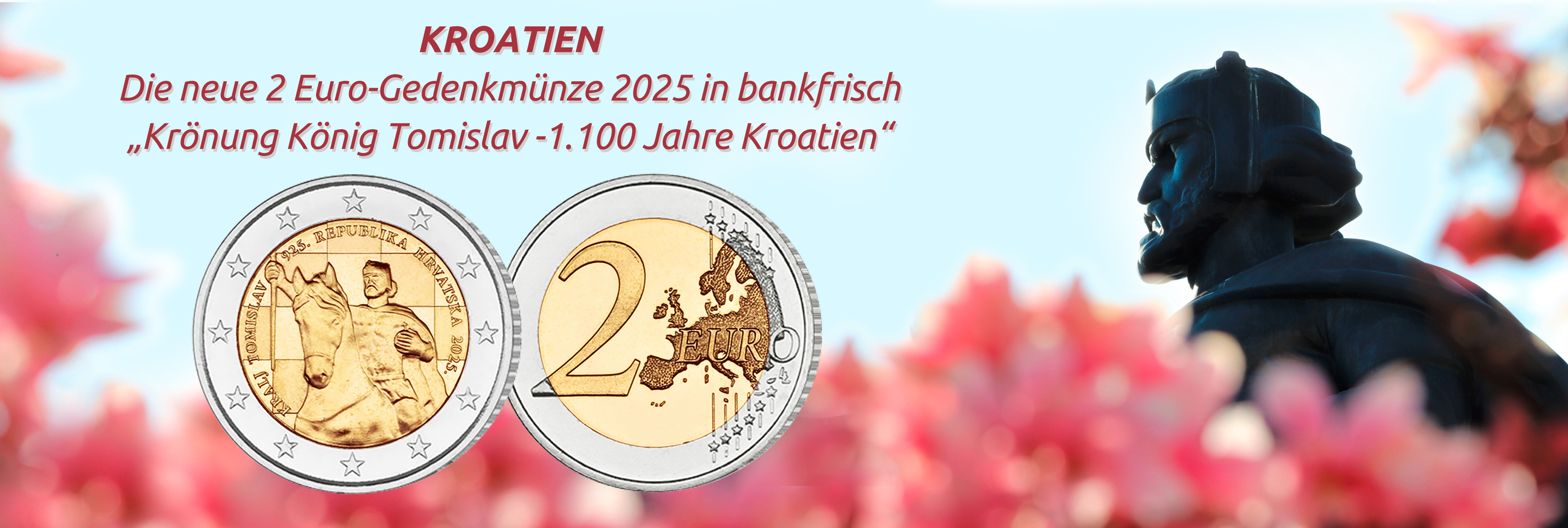 Kroatien, 2 Euro 2025 bankfrisch, Krönung König Tomislav, 1100 Jahre Kroatien