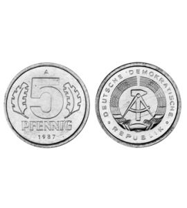 DDR 5 Pfennig Kursmünze